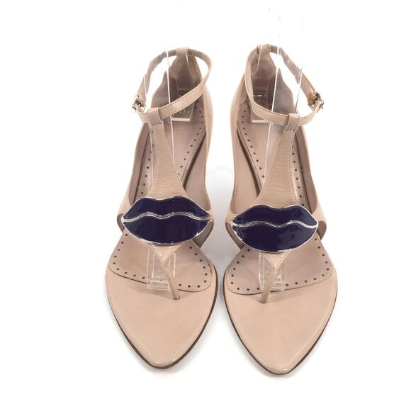 Tom Ford for Yves Saint Laurent Dali Lip Open Toe High Heels 37 Beige Tan Purple - Picture 2 of 8